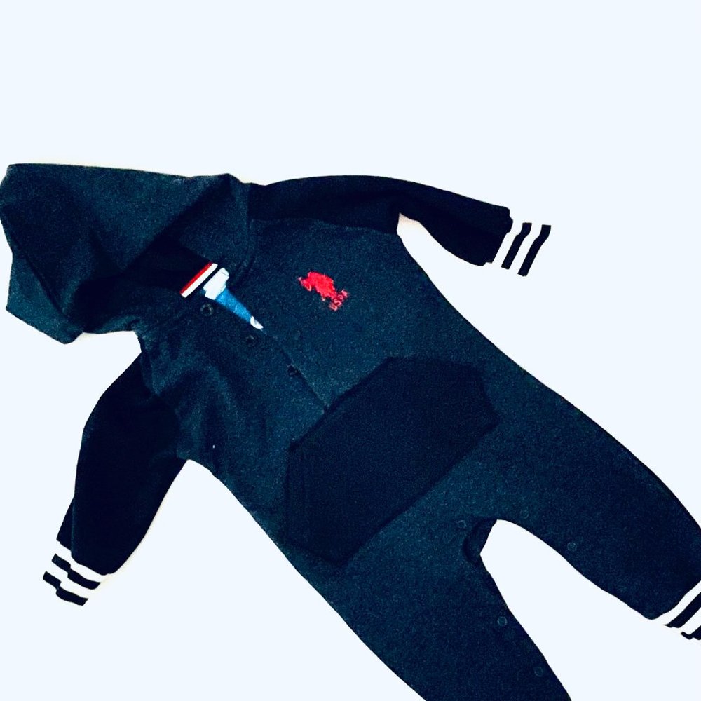 U.S. Polo Assn. Baby Boy's One Piece 12 Months. Blue Long Sleeves Hooded